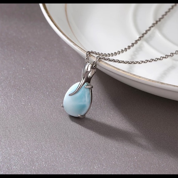 ❤️🌟HOST PICK🌟Larimar water drop necklace❤️ - Picture 4 of 14